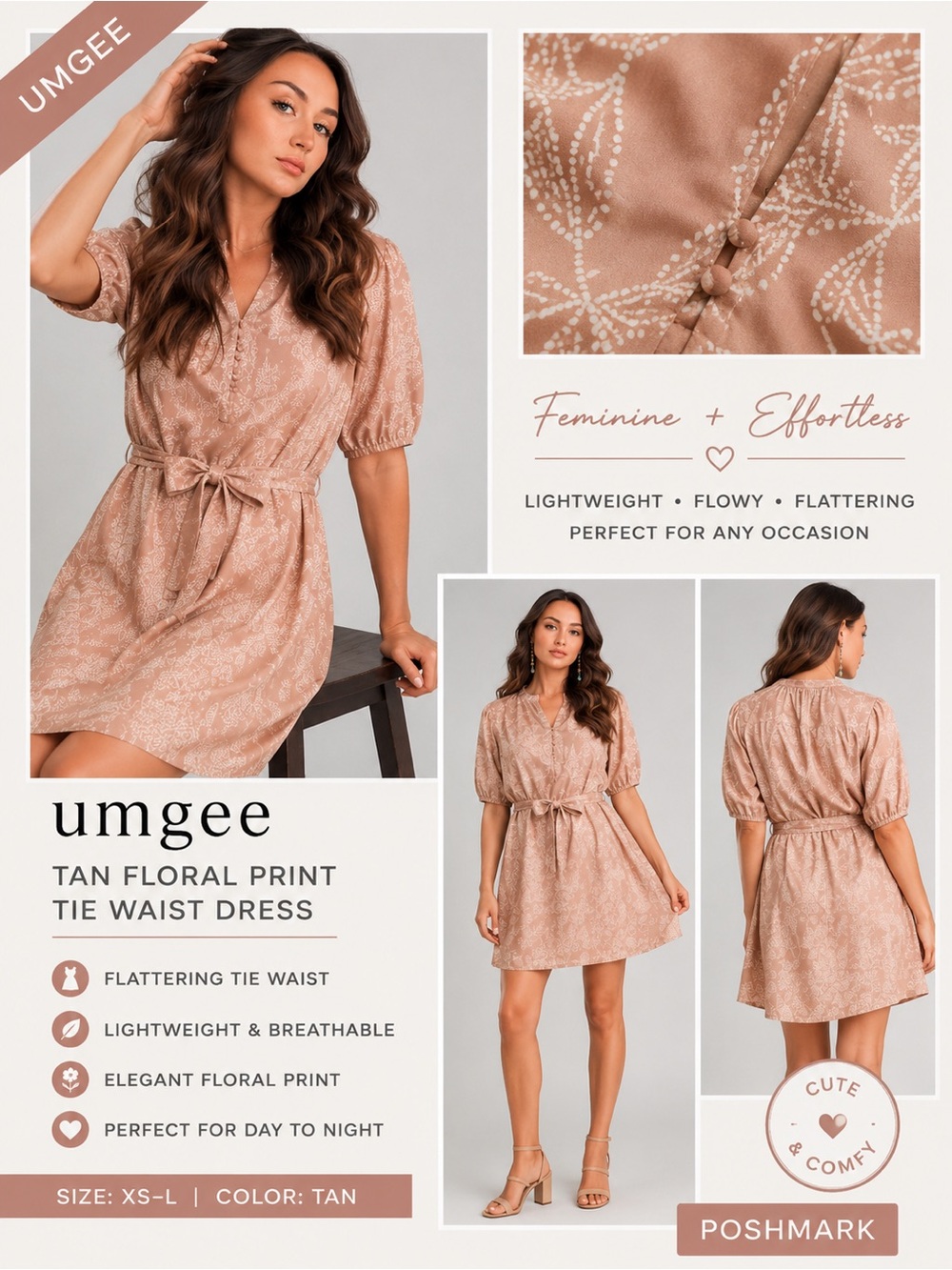 ✨ Umgee Floral Tie Waist Dress